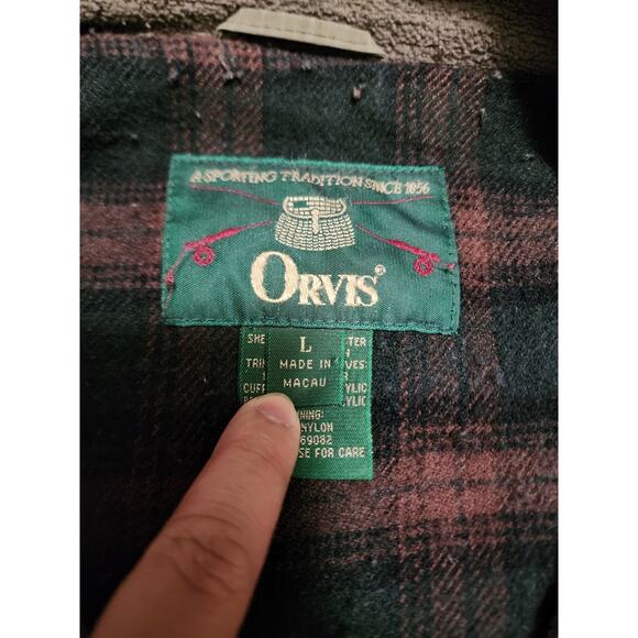 Vintage Orvis Jacket Men L Green Fleece Flannel Lined Convertible Utility Hiking - Picture 3 of 10